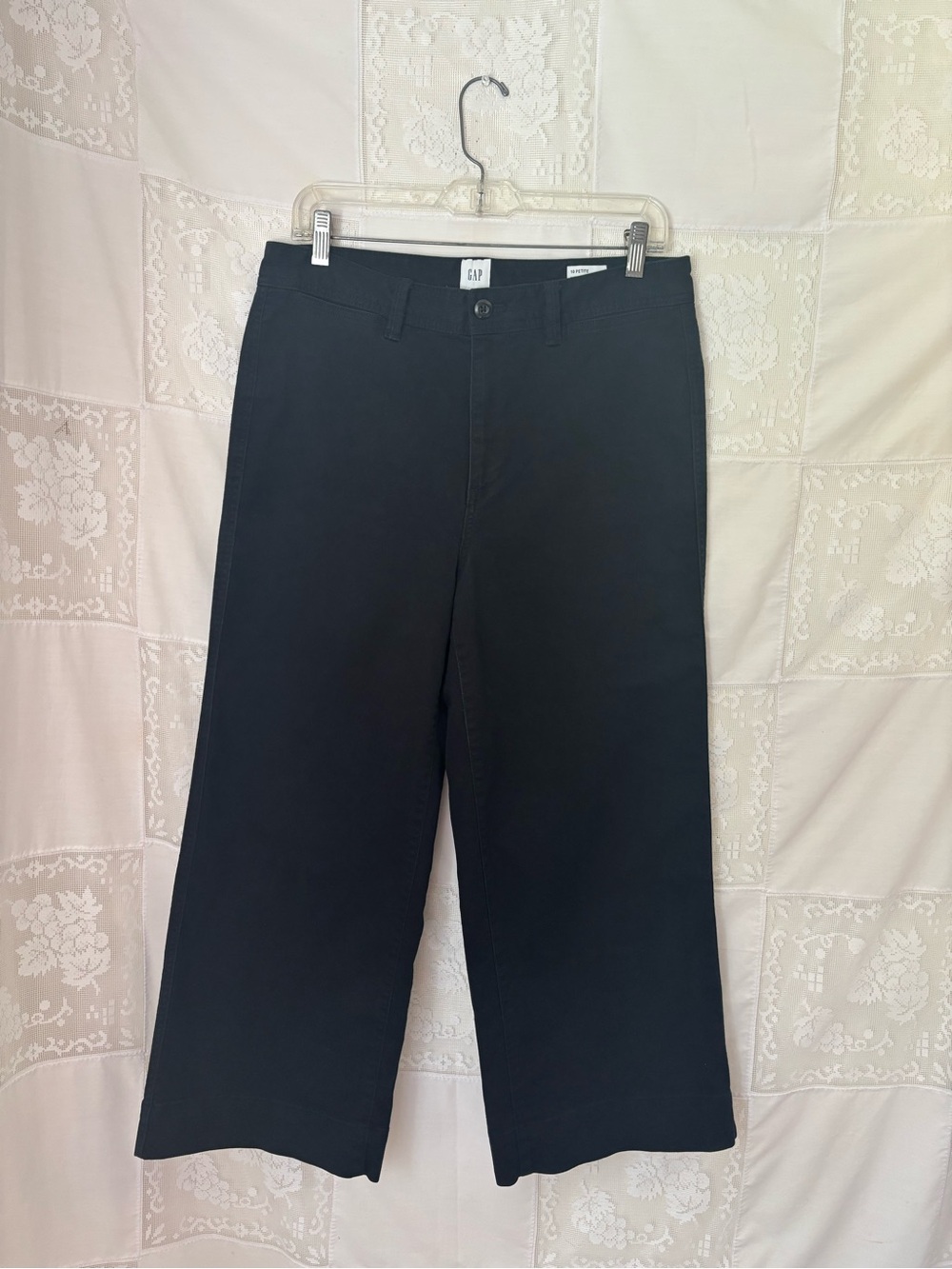 GAP Black High-Rise Wide-Leg Boho Indie Cropped Pants Women’s Size 10